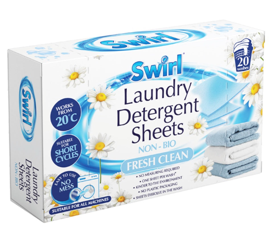 Swirl non bio laundry detergent sheets - fresh clean image 0