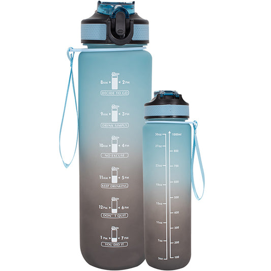 Ombré sports timer bottle 1L - blue