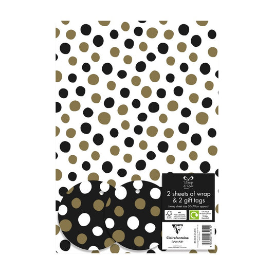 Gift wrap and tags - black and gold spots image 0
