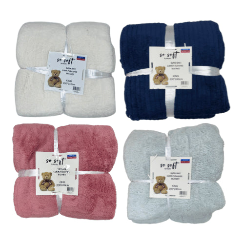 Super soft teddy throw - kingsize beige