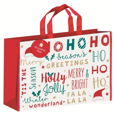 Christmas shopping bag - ho ho ho seasons greetings