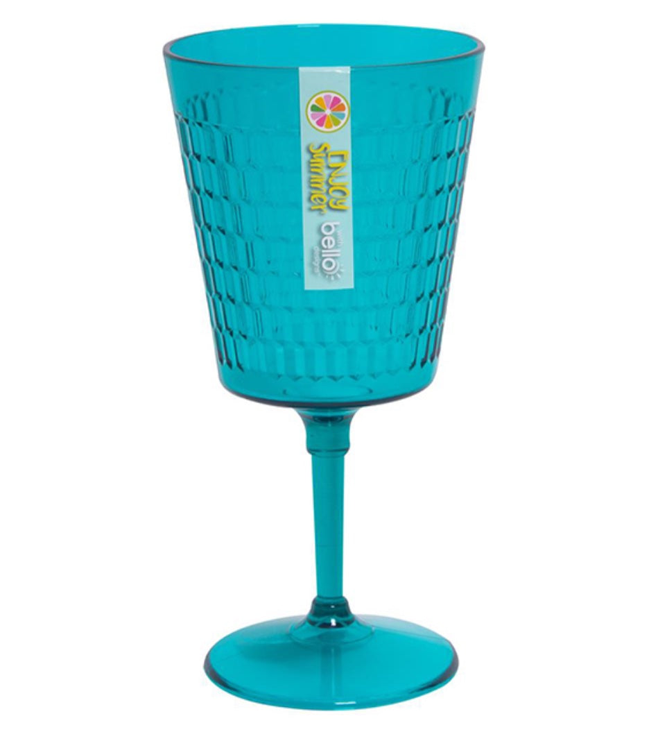 Teal honeycomb plastic wine goblet image 0