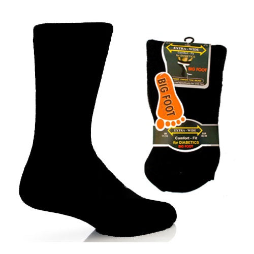 Big foot extra wide diabetic men’s socks black 3 pack image 0
