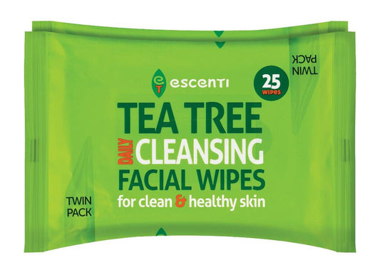 Twin pack tea tree cleansing facial wipes image 0