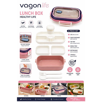 Vagonlife multi-compartment lunch box with cutlery