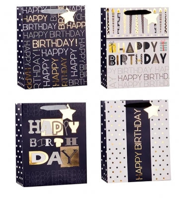 Large gift bag - Mens Foiled Happy Birthday