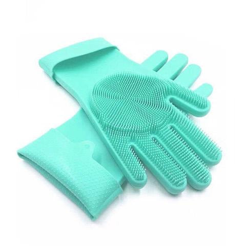 Silicone scrubbing gloves
