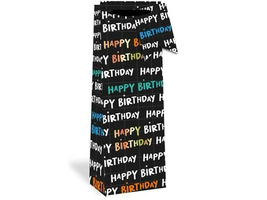 Black happy birthday bottle bag image 0