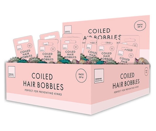 Multi coloured coiled hair bobbles 6 pack image 1