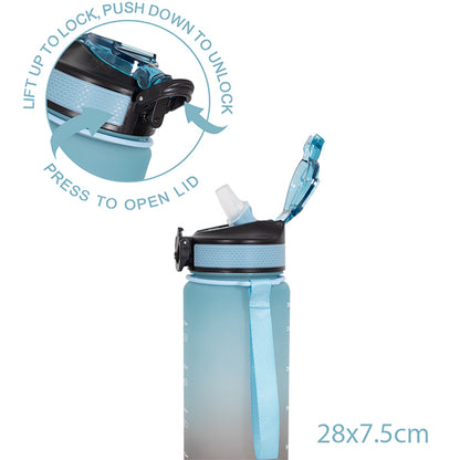 Ombré sports timer bottle 1L - blue