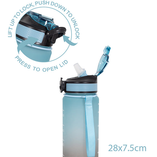Ombré sports timer bottle 1L - blue