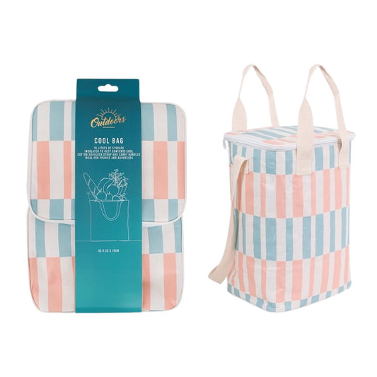 Tall woven cooler bag with cotton handles image 0