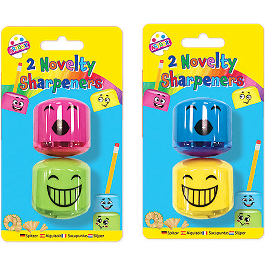 Funny face pencil sharpeners 2 pack