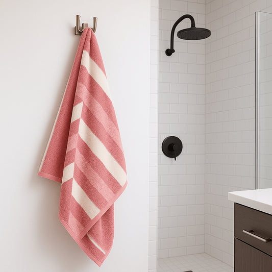Royal stripe bath sheet - pink