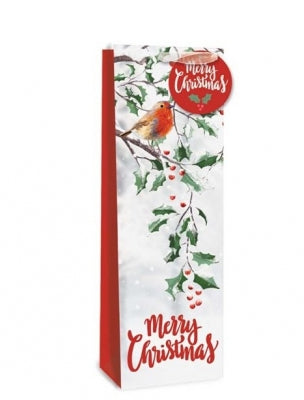 Christmas bottle bag - traditional robin