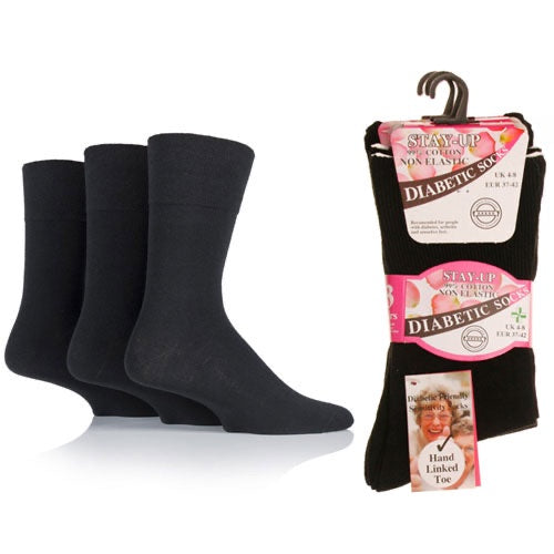 Ladies black diabetic socks 3 pack image 0