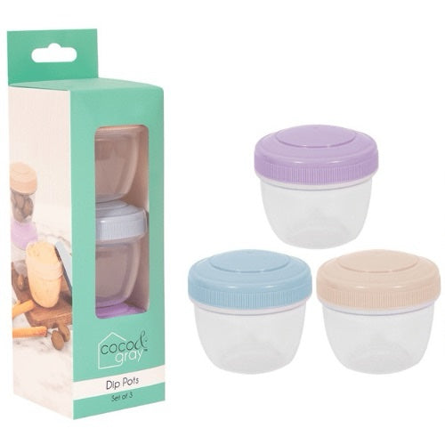 Dip pots with coloured lids 3 pack image 0