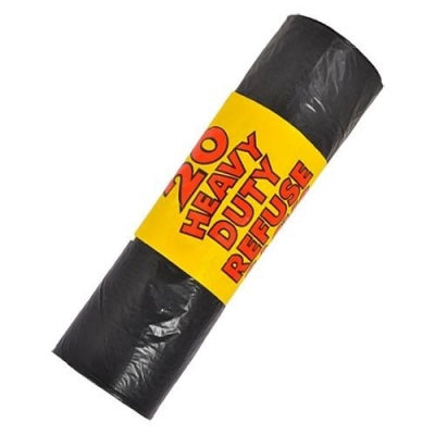 Heavy duty black refuse sacks 20 pack image 0