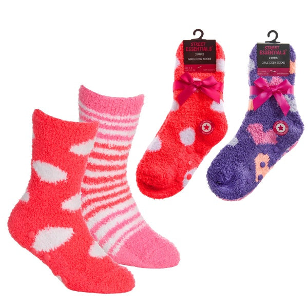Girls stripe cosy slipper socks image 0