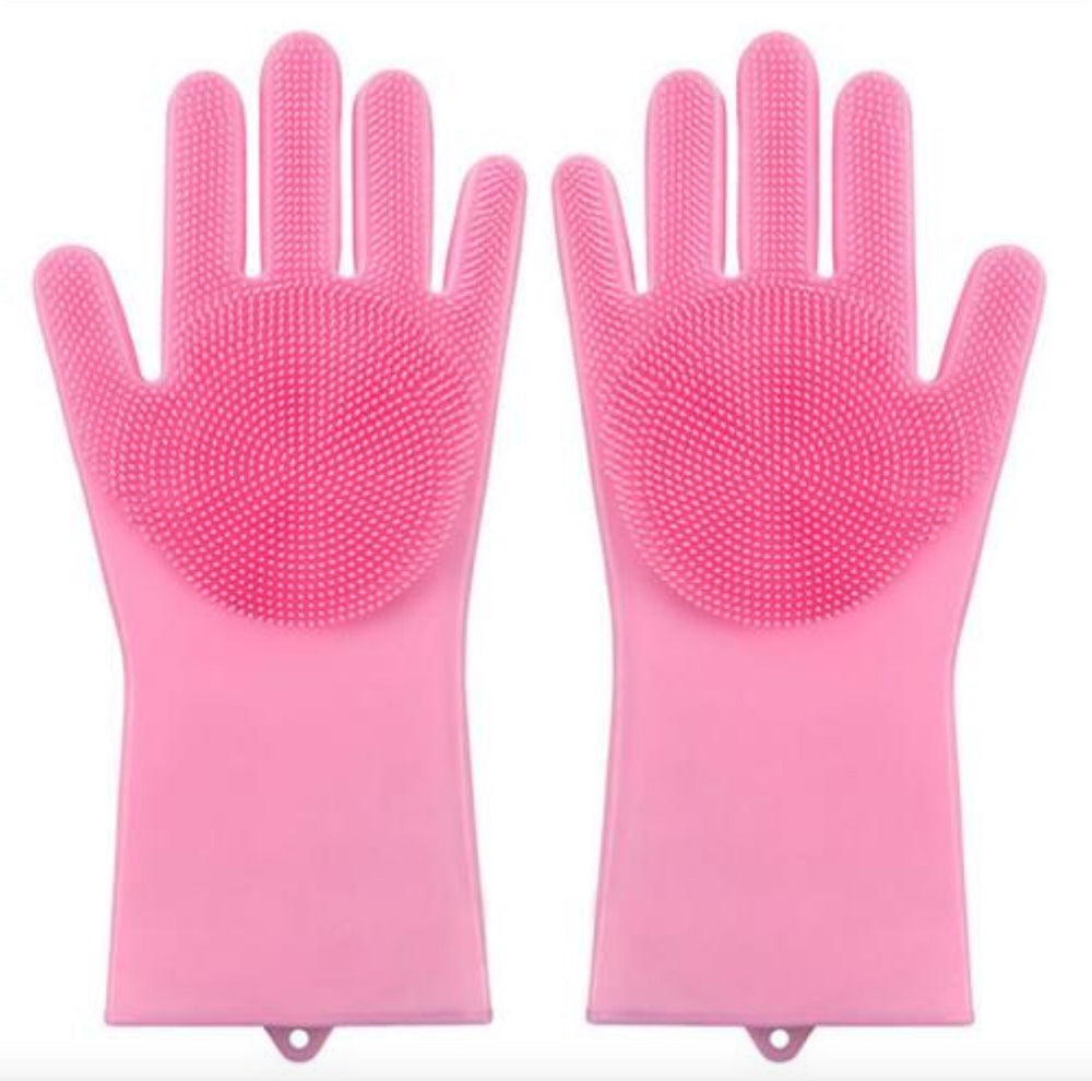 Silicone scrubbing gloves