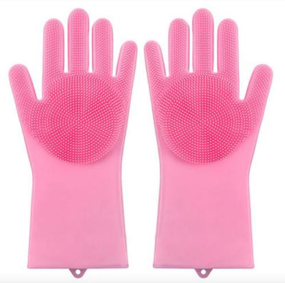Silicone scrubbing gloves