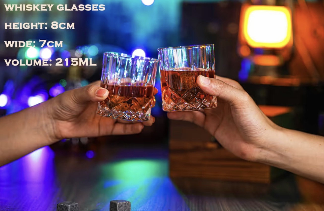 Whisky stones & glasses gift set