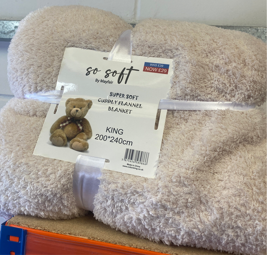 Super soft teddy throw - kingsize beige