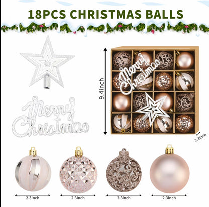 Christmas tree bauble set - 18 piece rose gold