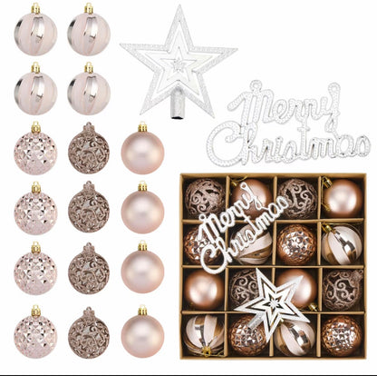 Christmas tree bauble set - 18 piece rose gold
