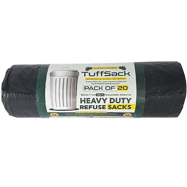 Tuffsack super strong black bin bags 20 roll.