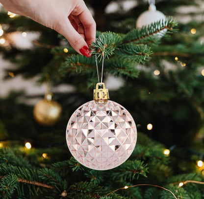 Christmas tree bauble set - 18 piece rose gold