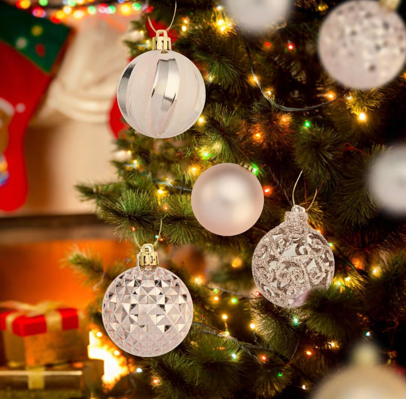 Christmas tree bauble set - 18 piece rose gold.