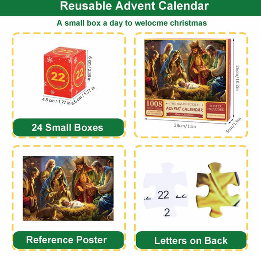 Christmas nativity advent calendar jigsaw puzzle - 1008 pieces