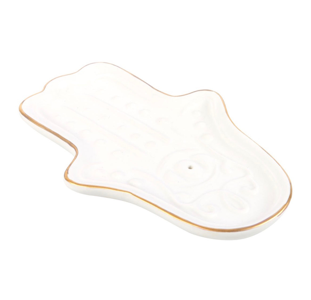 White hamsa hand incense stick holder