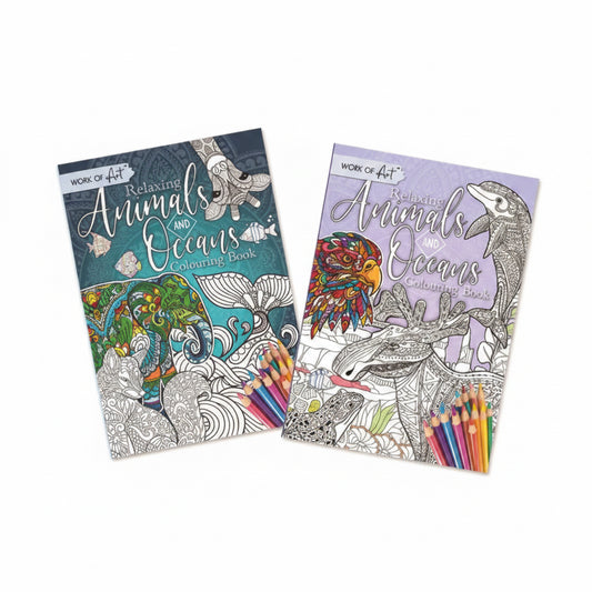 Work of art colour A4 therapy colouring book - animals & oceans