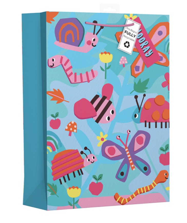 XL gift bag - decoupage insects