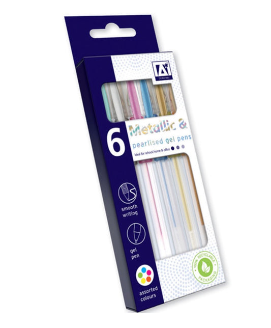 Metallic and pearlised gel pens 6 pack