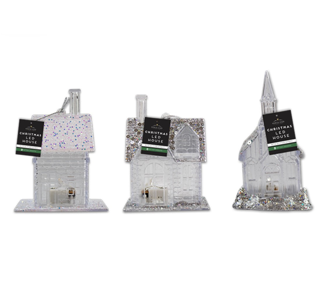 LED battery operated glitter house decoration