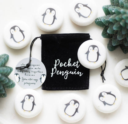 Pocket penguin marble keepsake stone