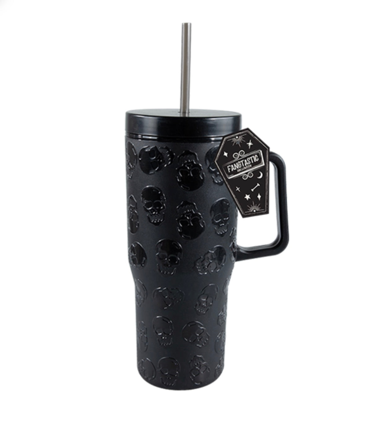 Skull embossed cup with straw 800ml
