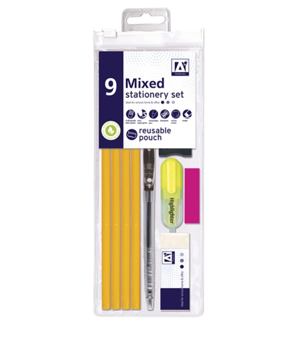 Mixed stationery set 9 piece