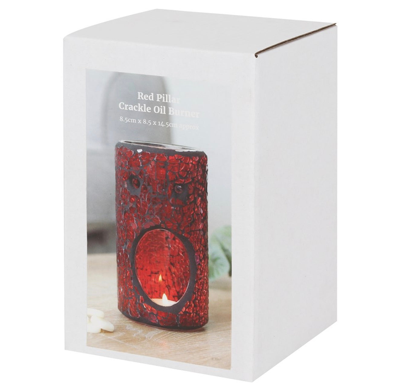 Red pillar crackle glass oil burner