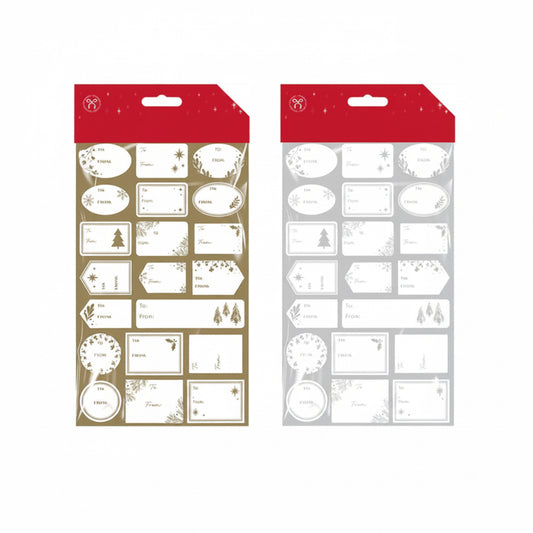 Foiled Christmas gift labels - 100 pack