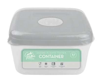 Vented square plastic container 2.1L