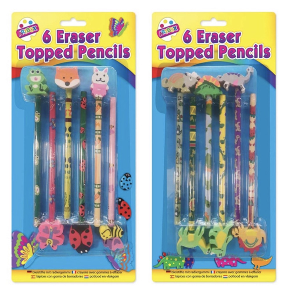 Eraser topped animal pencils 6 pack