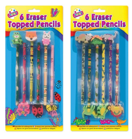 Eraser topped animal pencils 6 pack
