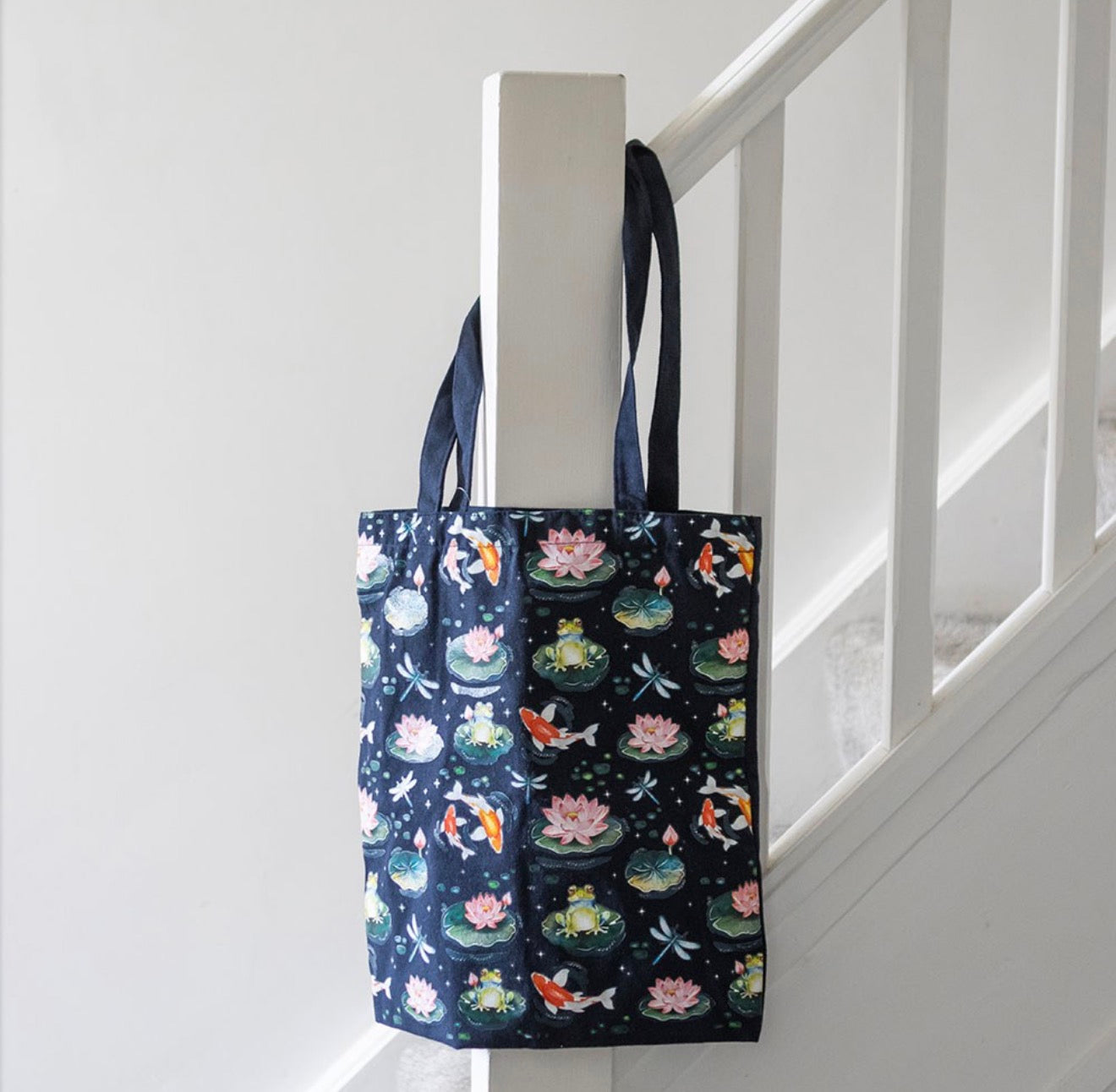 Pond print polycotton tote bag