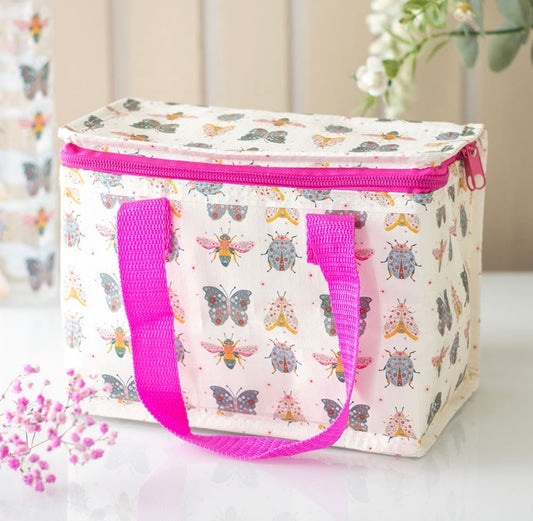 Floral bug print lunch bag