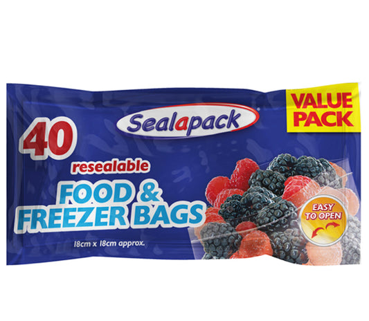 Resealable food & freezer bags 40 pack