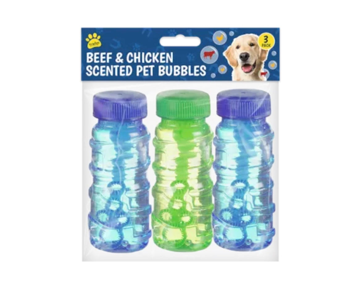 Beef and chicken scented pet bubbles 3 pack